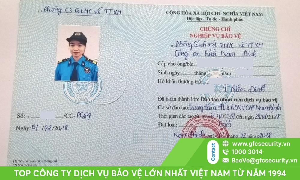chứng chỉ nghiệp vụ bảo vệ
