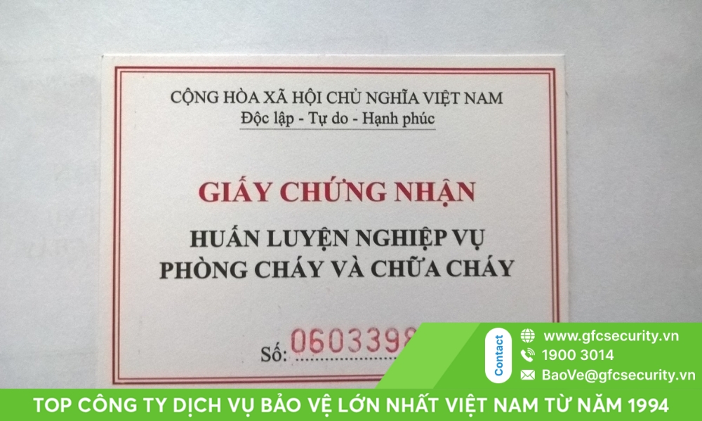chứng chỉ nghiệp vụ bảo vệ