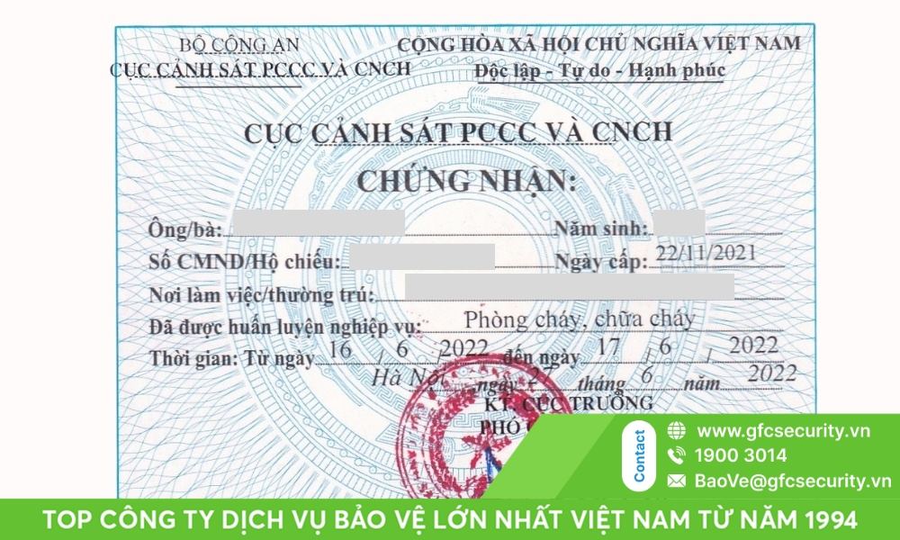 chứng chỉ nghiệp vụ bảo vệ