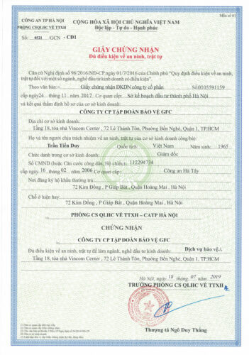 Chứng nhận giải thưởng gfc security