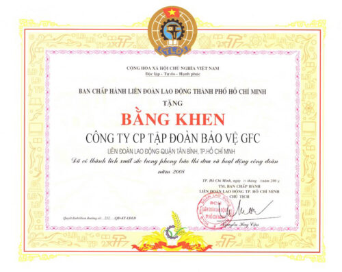 Chứng nhận giải thưởng gfc security