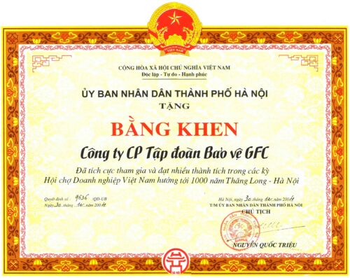 Chứng nhận giải thưởng gfc security