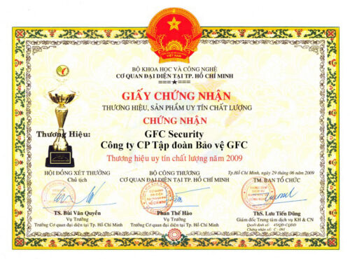 Chứng nhận giải thưởng gfc security