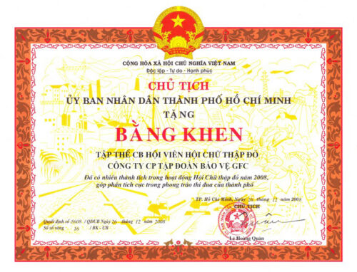 Chứng nhận giải thưởng gfc security