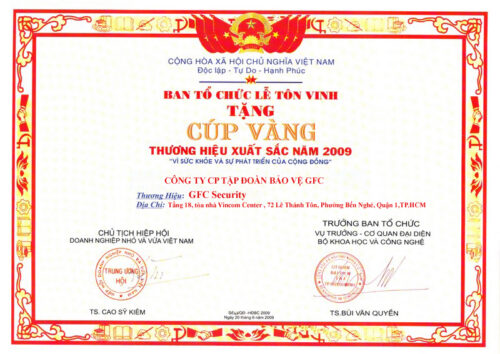 Chứng nhận giải thưởng gfc security