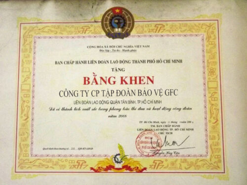 Chứng nhận giải thưởng gfc security