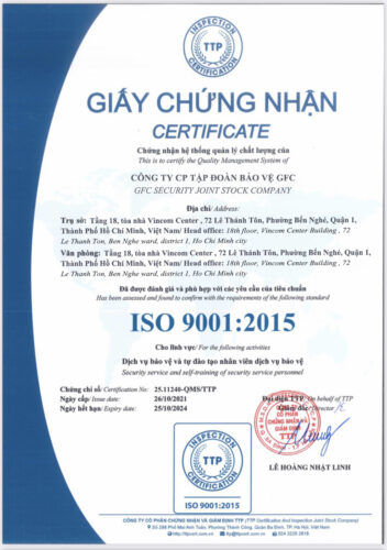 Chứng nhận giải thưởng gfc security