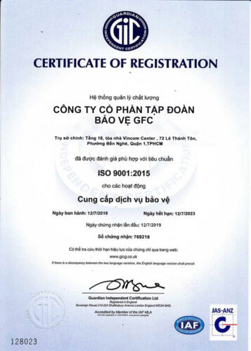 Chứng nhận giải thưởng gfc security