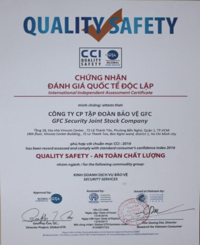 Chứng nhận giải thưởng gfc security