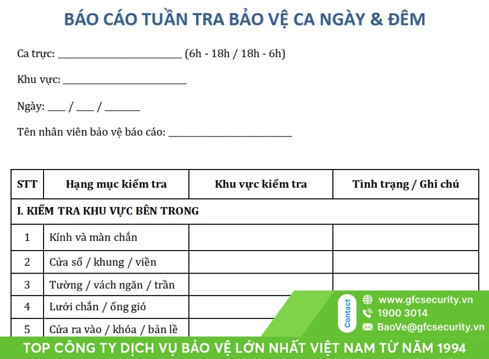 mẫu sổ tuần tra bảo vệ
